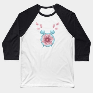 Blue Clock With Flower Baseball T-Shirt